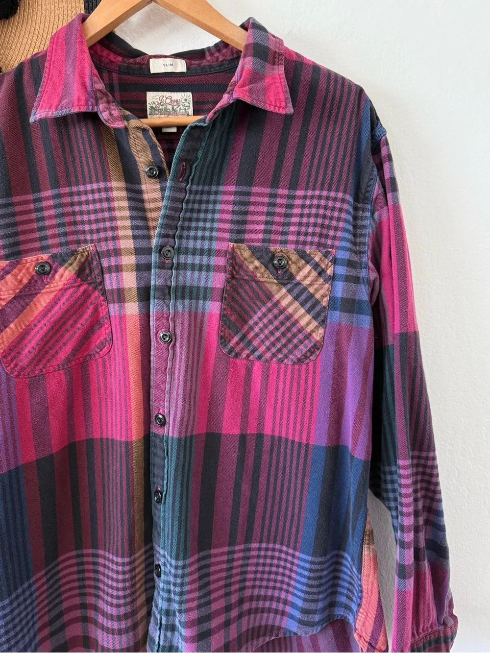 J. Crew Mid-Weight Flannel Regenerative Cotton Button Down Shirt Slim Fit SZ XL